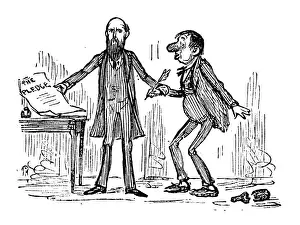 British London satire caricatures comics cartoon illustrations: Drunk man signing pledge