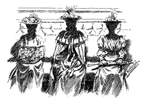 British London satire caricatures comics cartoon illustrations: Faceless women