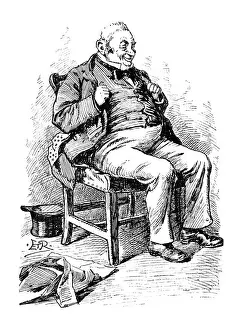 British London satire caricatures comics cartoon illustrations: Fat man