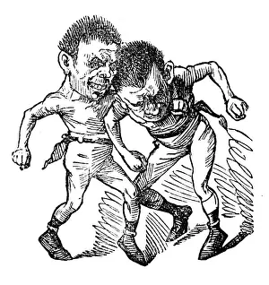 British London satire caricatures comics cartoon illustrations: Fight hug Chancery