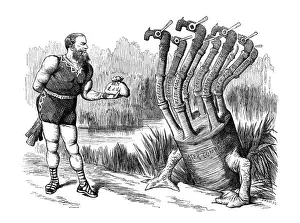 British London satire caricatures comics cartoon illustrations: Hercules versus water