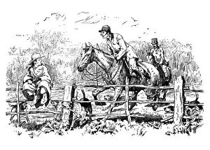 British London satire caricatures comics cartoon illustrations: Horse fence