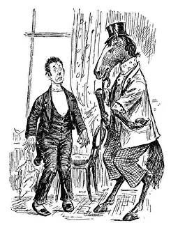 British London satire caricatures comics cartoon illustrations: Human horse