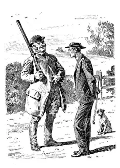 British London satire caricatures comics cartoon illustrations: Hunter and priest