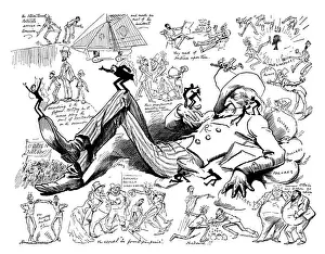 British London satire caricatures comics cartoon illustrations: Irish actors in America