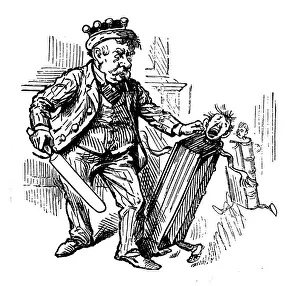 British London satire caricatures comics cartoon illustrations: King with book