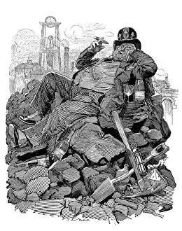British London satire caricatures comics cartoon illustrations: King coal