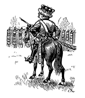 British London satire caricatures comics cartoon illustrations: King on horse