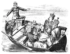 British London satire caricatures comics cartoon illustrations: Kings on boat