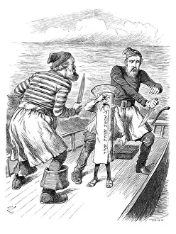 British London Satire Caricatures Comics Cartoon Illustration Prints: British London satire caricatures comics cartoon illustrations: Knife duel