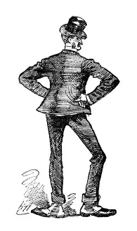 British London satire caricatures comics cartoon illustrations: Man back