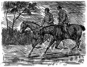 British London satire caricatures comics cartoon illustrations: Man and horse