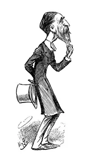 British London satire caricatures comics cartoon illustrations: Man touching beard