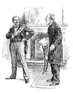 British London Satire Caricatures Comics Cartoon Illustration Prints: British London satire caricatures comics cartoon illustrations: Men indoors