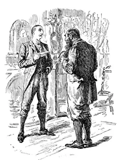 British London Satire Caricatures Comics Cartoon Illustration Prints: British London satire caricatures comics cartoon illustrations: Men talking