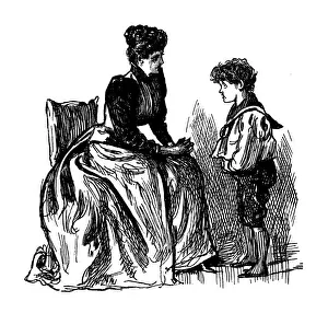 British London satire caricatures comics cartoon illustrations: Mother and son