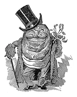 British London satire caricatures comics cartoon illustrations: Mr Mince Pie