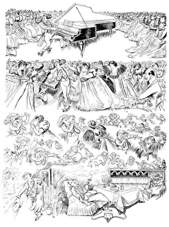 British London Satire Caricatures Comics Cartoon Illustration Prints: British London satire caricatures comics cartoon illustrations: Musical competition