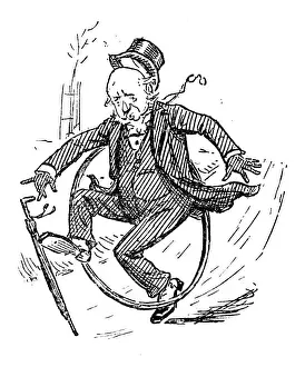 British London Satire Caricatures Comics Cartoon Illustration Prints: British London satire caricatures comics cartoon illustrations: Ring stumbling