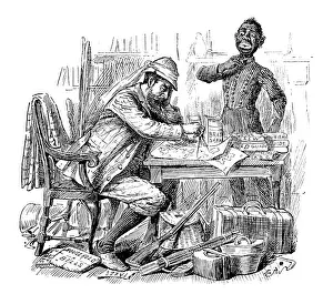 British London Satire Caricatures Comics Cartoon Illustration Prints: British London satire caricatures comics cartoon illustrations: Robinson Crusoe