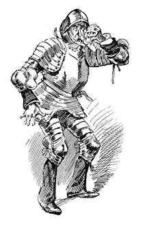 British London satire caricatures comics cartoon illustrations: Sad knight