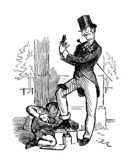British London satire caricatures comics cartoon illustrations: Shoeshiner