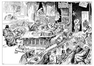 British London Satire Caricatures Comics Cartoon Illustration Prints: British London satire caricatures comics cartoon illustrations: Sick house of Commons