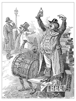 British London Satire Caricatures Comics Cartoon Illustration Prints: British London satire caricatures comics cartoon illustrations: Singing