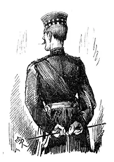 British London satire caricatures comics cartoon illustrations: Soldier back