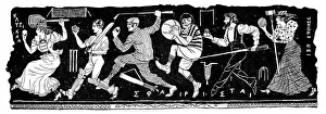 British London Satire Caricatures Comics Cartoon Illustration Prints: British London satire caricatures comics cartoon illustrations: Sports bas-relief