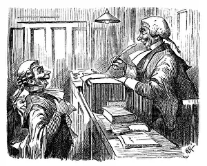 British London satire caricatures comics cartoon illustrations: Trial