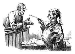 British London satire caricatures comics cartoon illustrations: Trial
