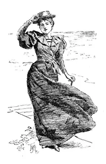British London Satire Caricatures Comics Cartoon Illustration Prints: British London satire caricatures comics cartoon illustrations: Woman