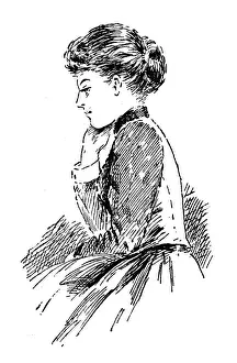 British London satire caricatures comics cartoon illustrations: woman profile