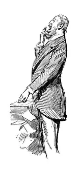 British London Satire Caricatures Comics Cartoon Illustration Prints: British London satire caricatures comics cartoon illustrations: Yawning