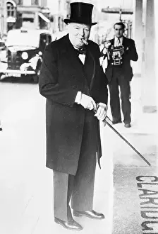 Smoking Prints: British Prime Minister Winston Churchill Smoking a Cigar
