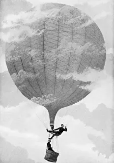 The Boer Wars Prints: British Royal Engineers in a War Ballon over South Africa During the Second Boer War - 19th Century