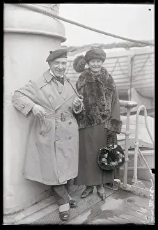 British Singer Harry Lauder and Wife on Ship Deck