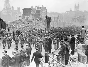 British Troops March Through Battered London 1941