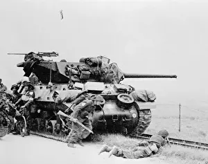 Normandy Prints: British Troops in Normandy Fire-Fight