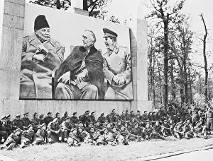 Georgian Prints: British Troops Rest Under Huge Poster