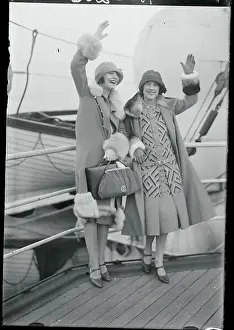 Broadway Performers Waving from Liner