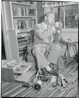 Broderick Crawford with Fishing Gear