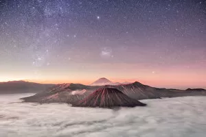 Images Dated 24th October 2015: Bromo, Batok and Semeru volcanoes at sunrise, East Java island, Indonesia