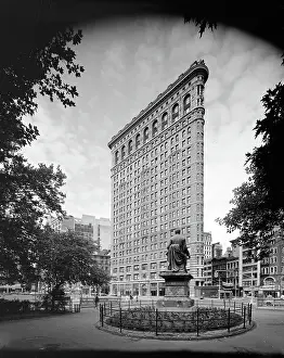 Dramatic Looking Flatiron Building Prints: Bronze Statue Of William Henry Seward