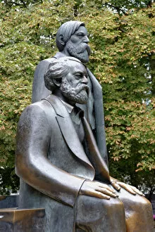 Cropped Gallery: Bronze statues of Karl Marx and Friedrich Engels, Marx-Engels-Forum, Berlin, Germany