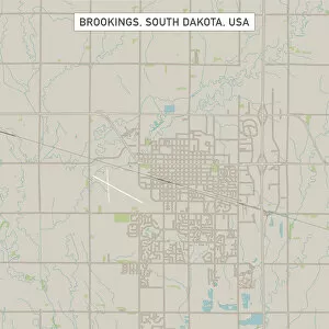 Images Dated 14th July 2018: Brookings South Dakota US City Street Map
