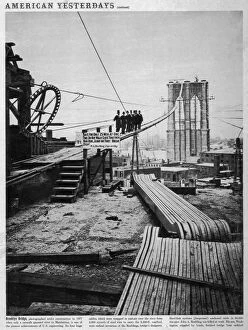 Brooklyn Bridge Collection: Brooklyn Bridge Under Construction