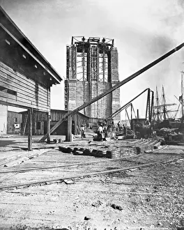 Brooklyn Prints: Brooklyn Bridge Under Construction