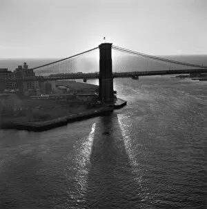 Brooklyn Bridge in silhouette